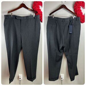 Nautica Men's Front Flat Dress Pants 42W 30L Wool Cashmere Dark Grey